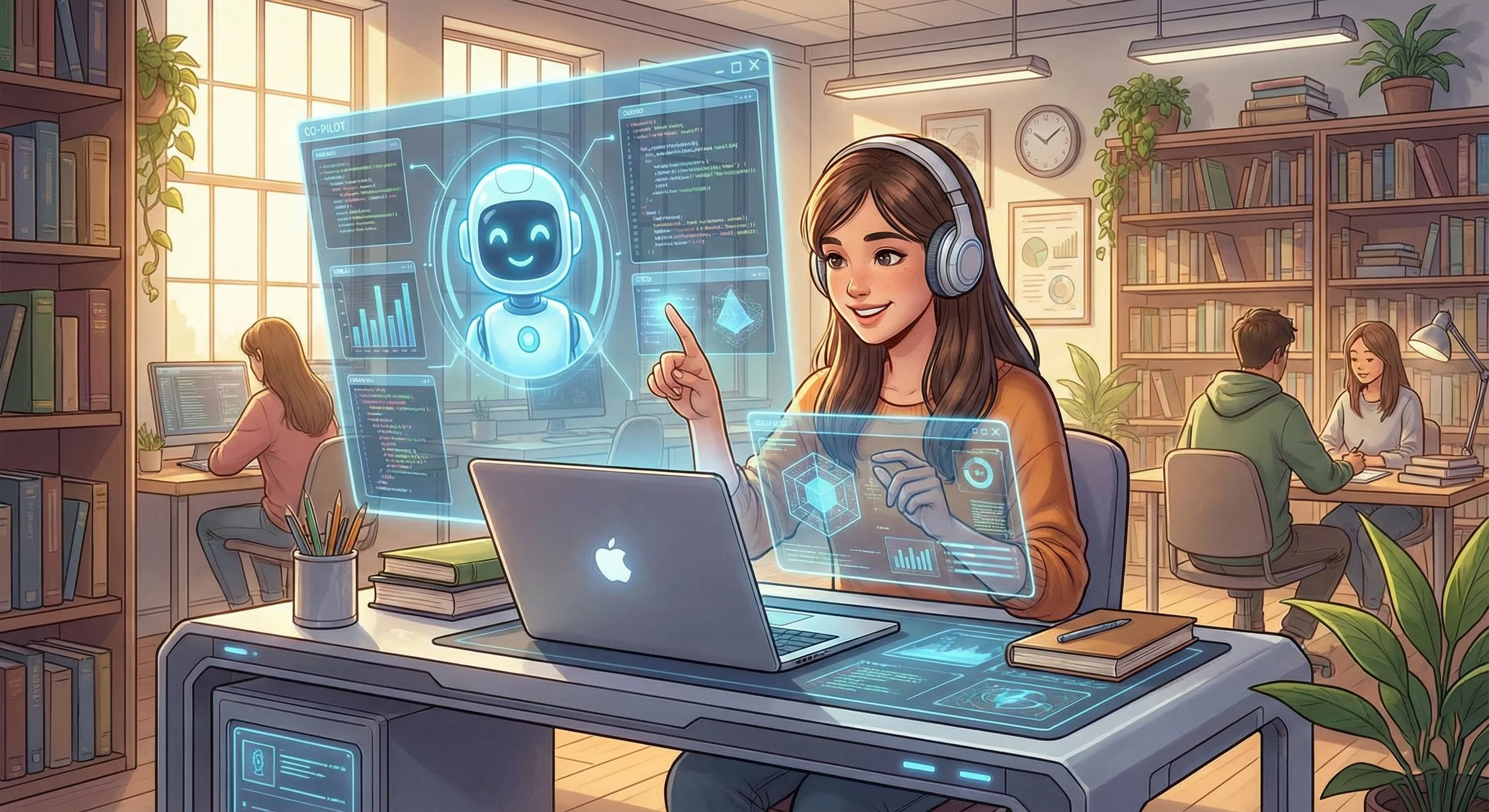 Étudiant utilisant l'IA pour apprendre