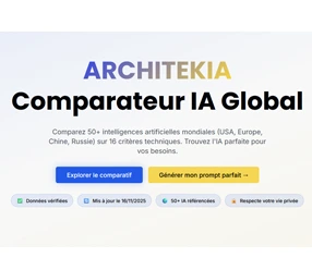 Interface Architekia - Comparateur global de 50+ Intelligences Artificielles